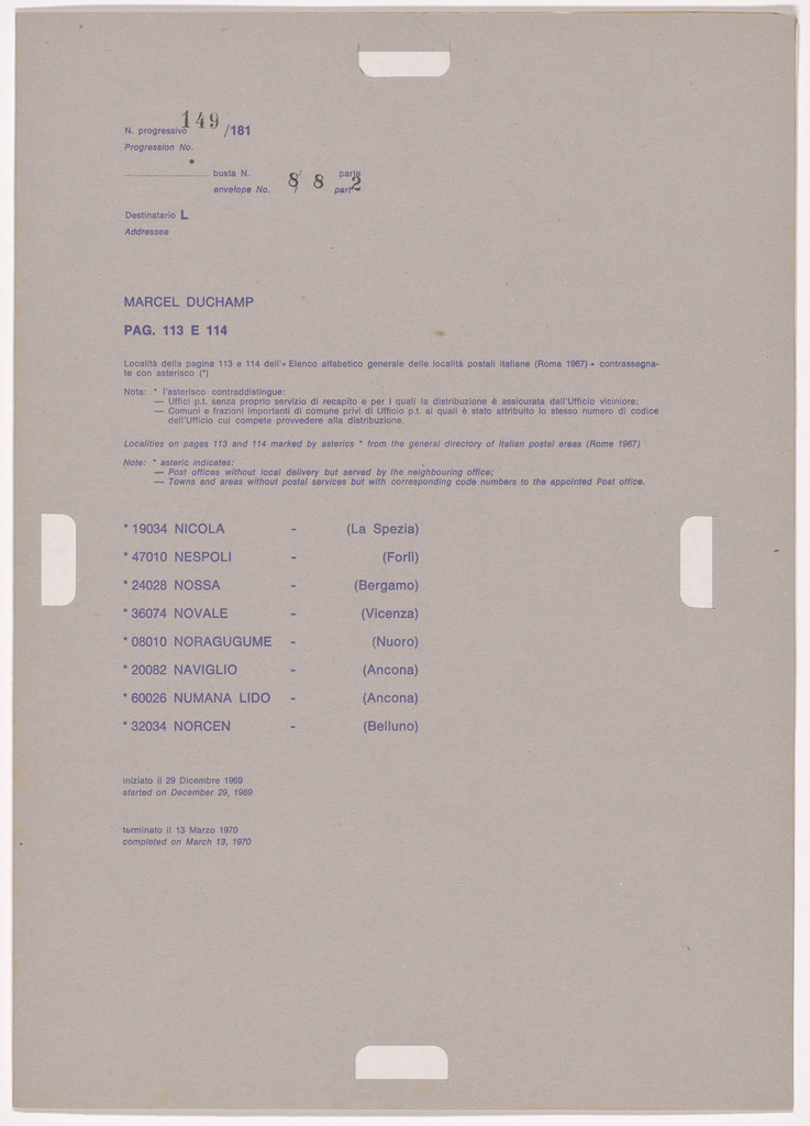 Postal Dossier (Dossier postale)