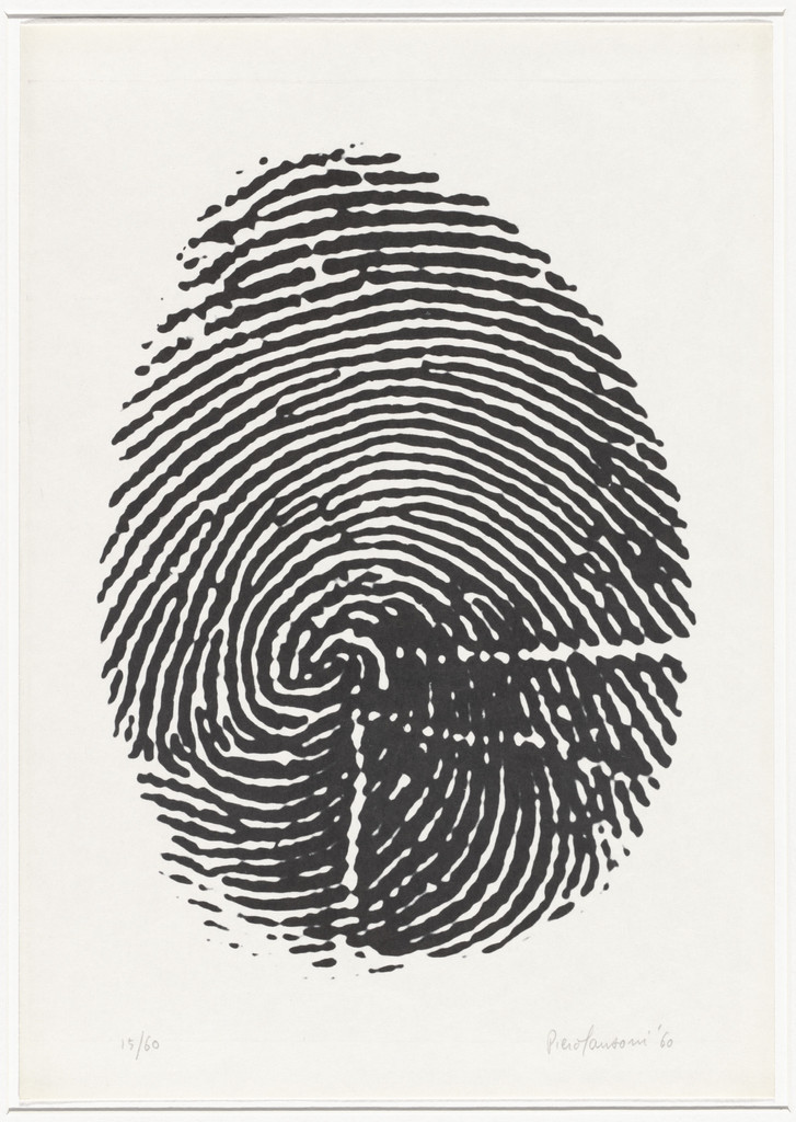 Left thumbprint (Impronta pollice sinistro) from 8 Works of Verification (8 Tavole di accertamento)