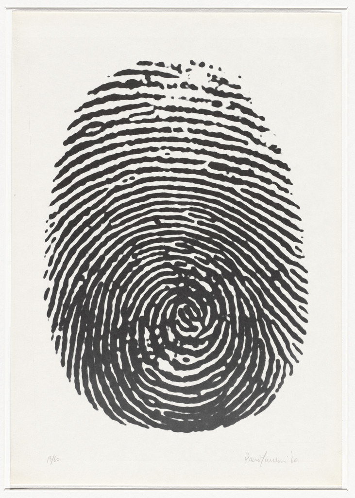 Right thumbprint (Impronta pollice destro) from 8 Works of Verification (8 Tavole di accertamento)