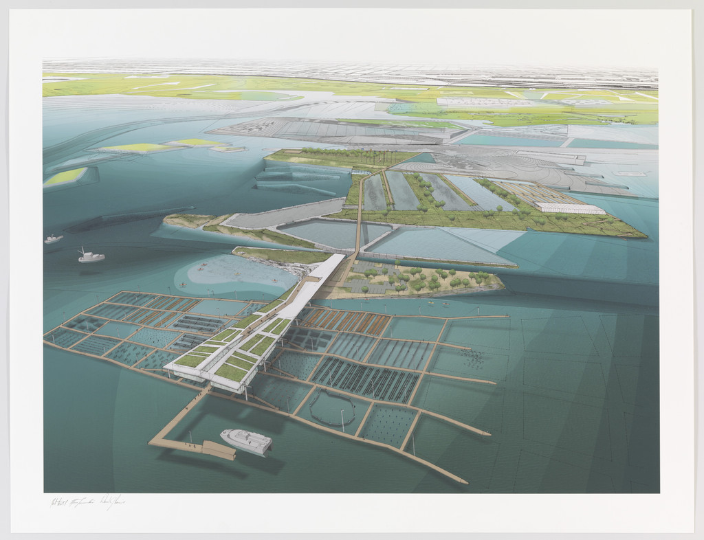 Aquaculture Research and Development Center, Water Proving Ground Project, Liberty State Park, NJ (Aerial perspective)