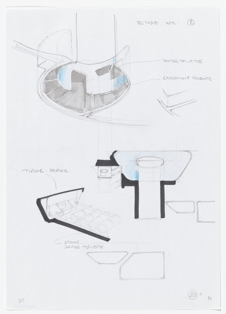 Urban Proposal with Multi Thin-Shell Capsules, project (Interior perspective and detail sketches)
