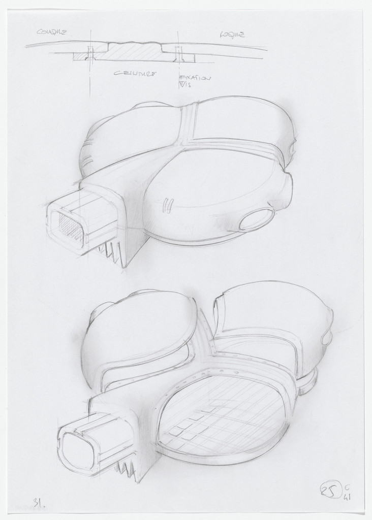 Urban Proposal with Multi Thin-Shell Capsules, project (Exterior perspective and detail sketches)