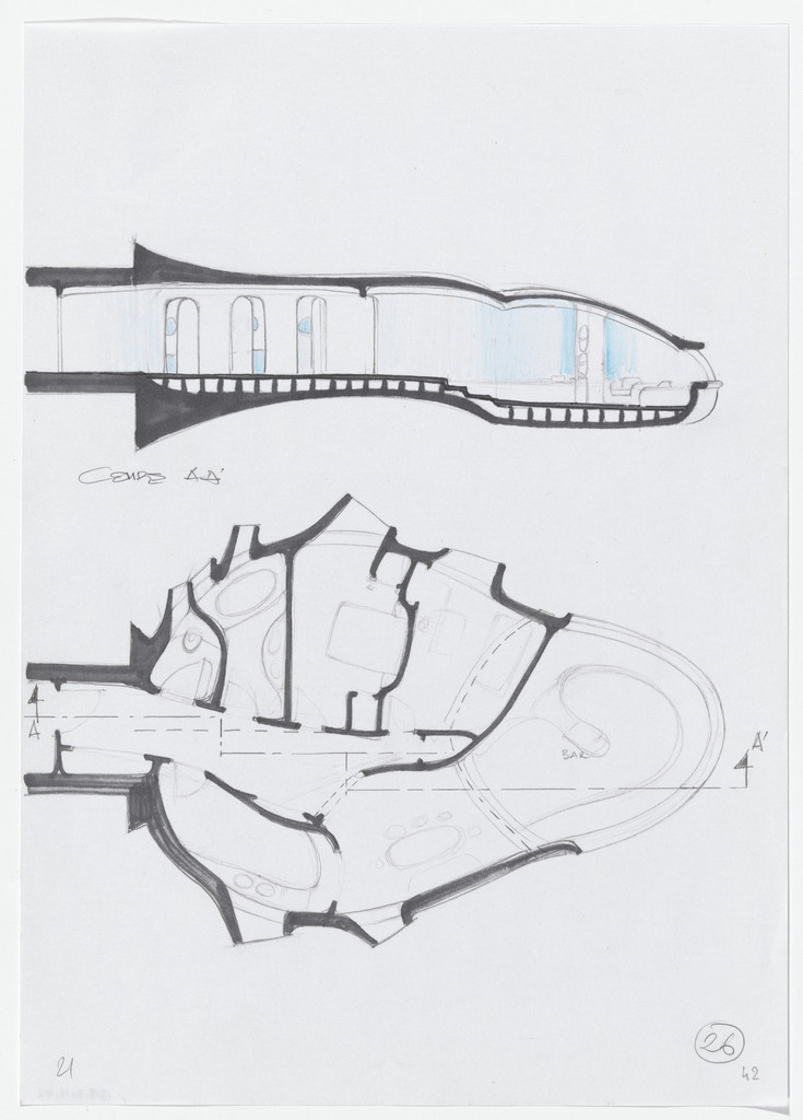 Urban Proposal with Multi Thin-Shell Capsules, project (Elevation and plan sketches)