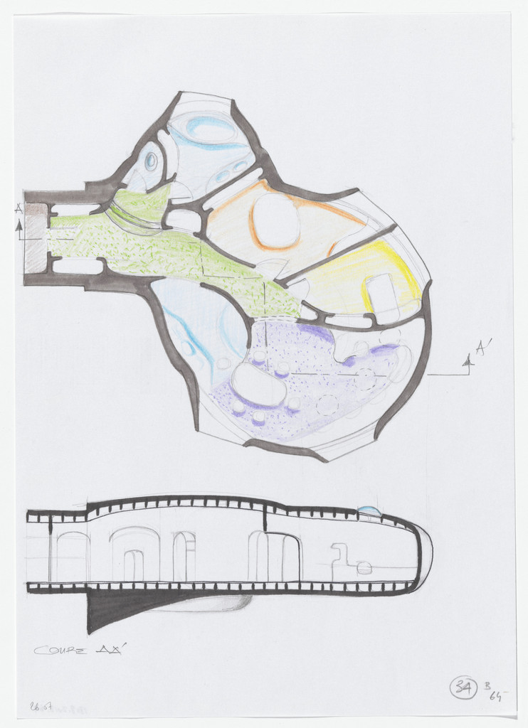 Urban Proposal with Multi Thin-Shell Capsules, project (Plan and elevation sketches)