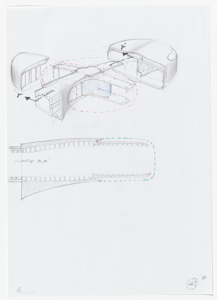 Urban Proposal with Multi Thin-Shell Capsules, project (Exterior perspective and elevation sketches)