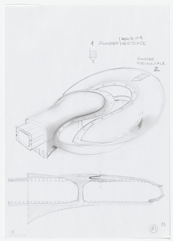 Urban Proposal with Multi Thin-Shell Capsules, project (Exterior perspective and elevation sketches)