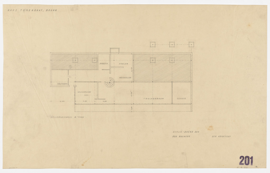Tugendhat House, Brno, Czech Republic (Basement plan)