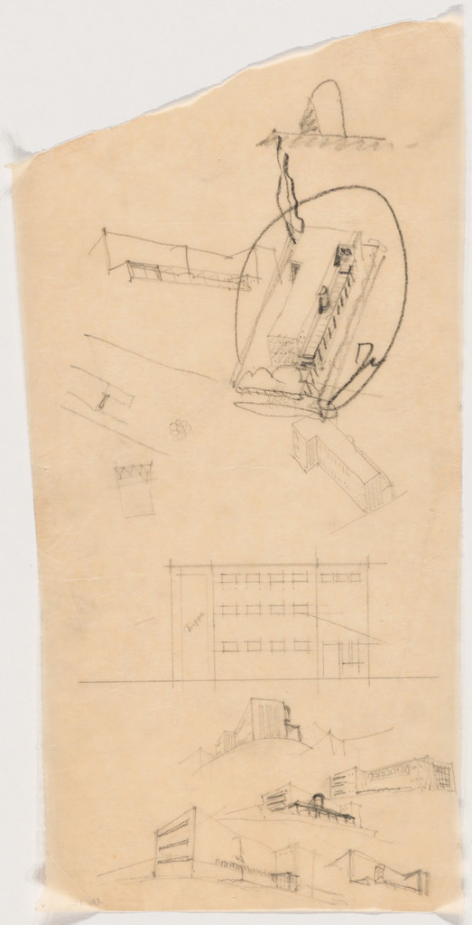 Library and Office Building of Salman Schocken, Jerusalem, Israel, Perspectives and elevation