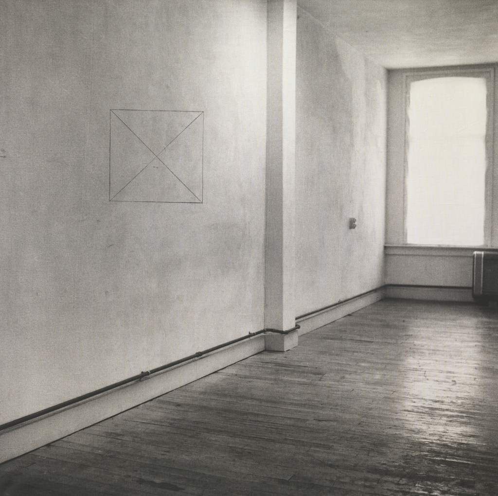 Perspective Correction, My Studio I, 2: Square with 2 Diagonals on Wall