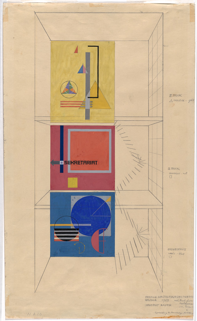 Wall-painting study for the stairwell of the Weimar Bauhaus building on the occasion of the Bauhaus Exhibition