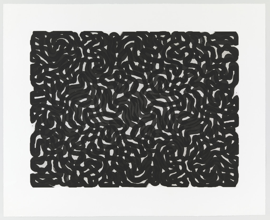 Black/Black Curvy Brushstrokes