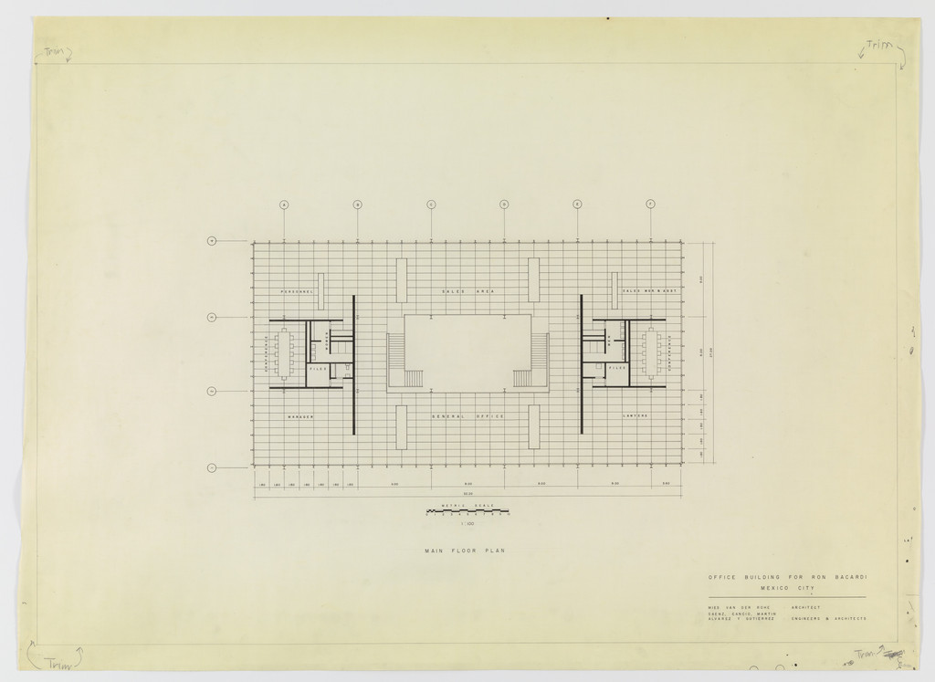 Ron Bacardí y Compañía, S.A., Administration Building, Mexico City, Mexico (Main floor plan)