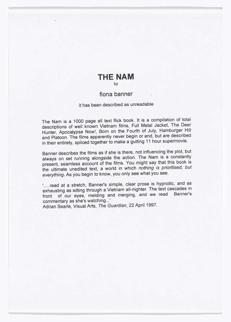 Press release for The Nam