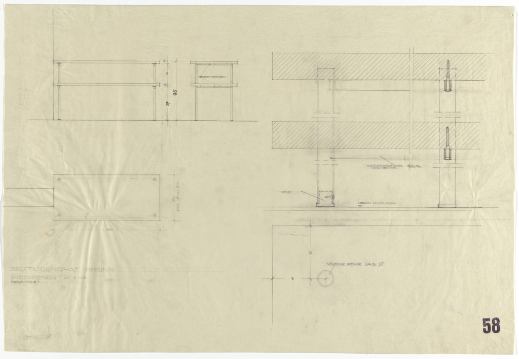 Tugendhat House, Brno, Czech Republic (Plan, elevations and section; serving table)