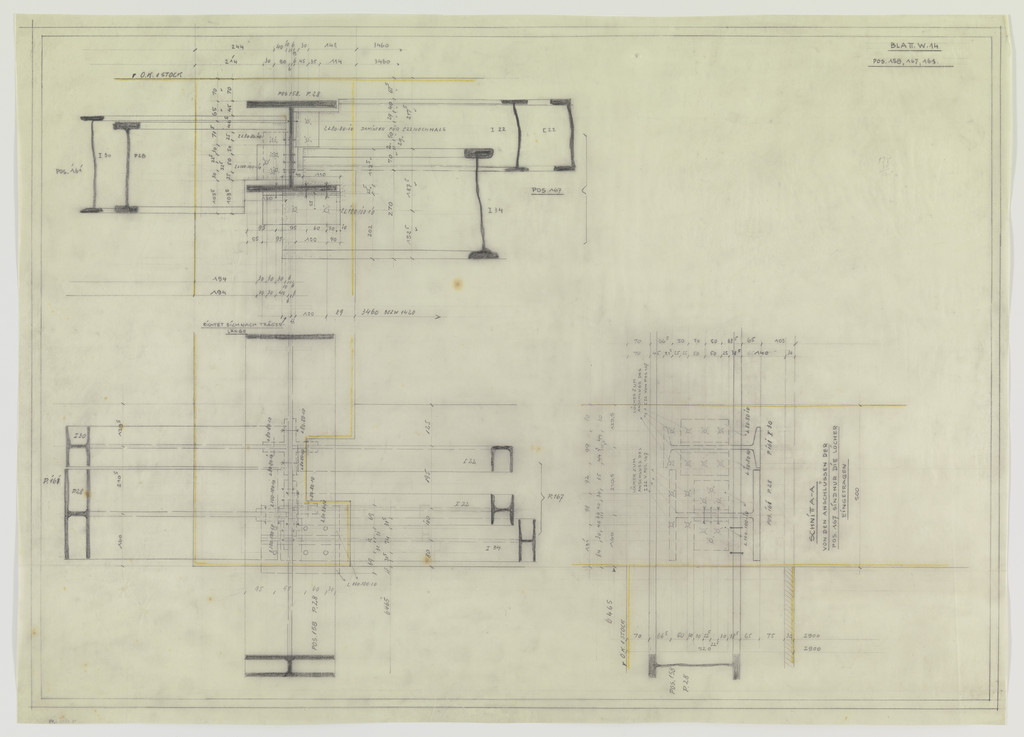 Hermann Lange House, Krefeld, Germany (Framing system. Joining detail sections.)