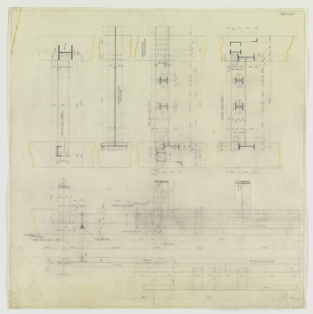 Hermann Lange House, Krefeld, Germany (Framing system. Joining detail sections.)