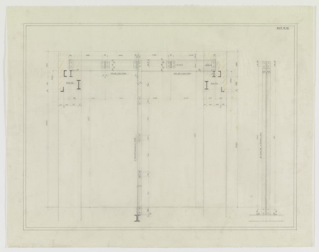 Hermann Lange House, Krefeld, Germany (Section; framing system, structural detail.)