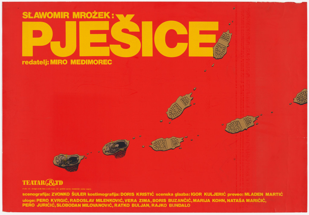 Pješice (On foot) (Poster for a Zagreb Student Theater Club production of the play by Slawomir Mrozek)