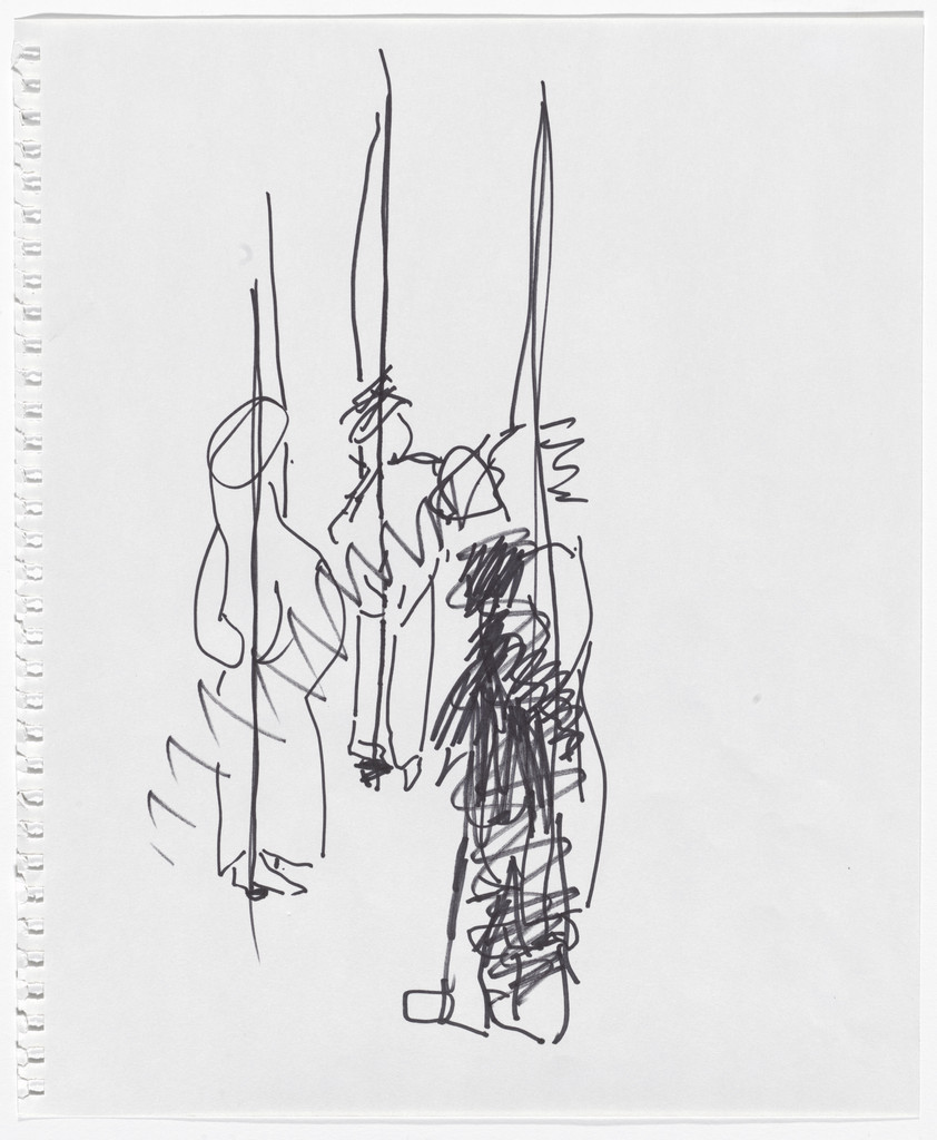 Solo drawing from the "Hangers" Performance