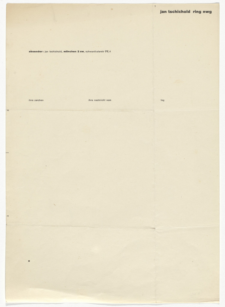 Jan Tschichold Ring NWG letterhead