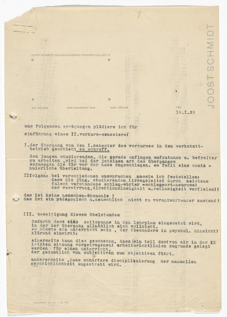 Joost Schmidt, Bauhaus, Dessau letterhead