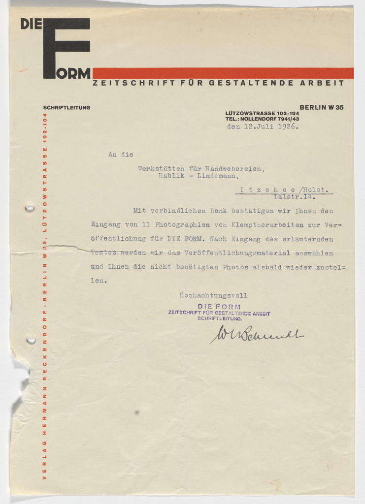 Die Form magazine letterhead
