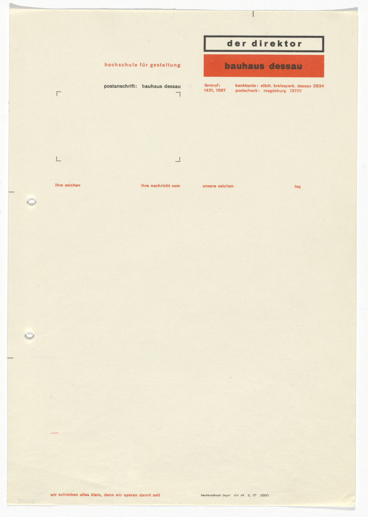 Der Director Bauhaus Dessau letterhead