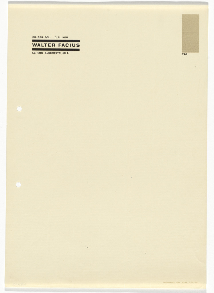Walter Facius letterhead