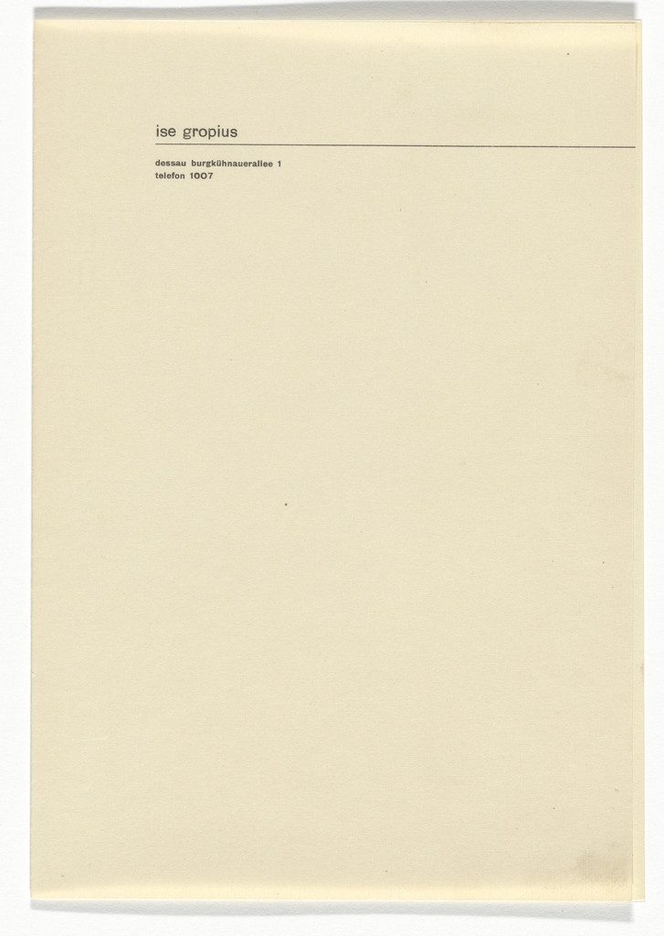 Ise Gropius letterhead