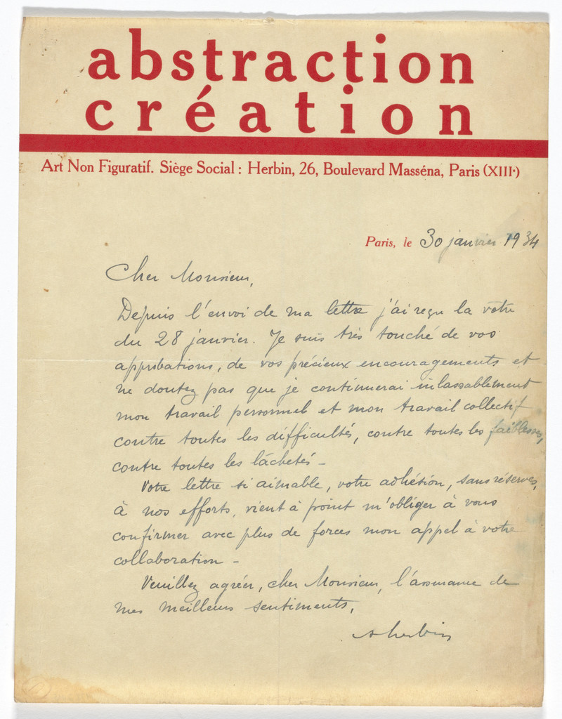 Abstraction Création Magazine letterhead (Letter from Herbin)