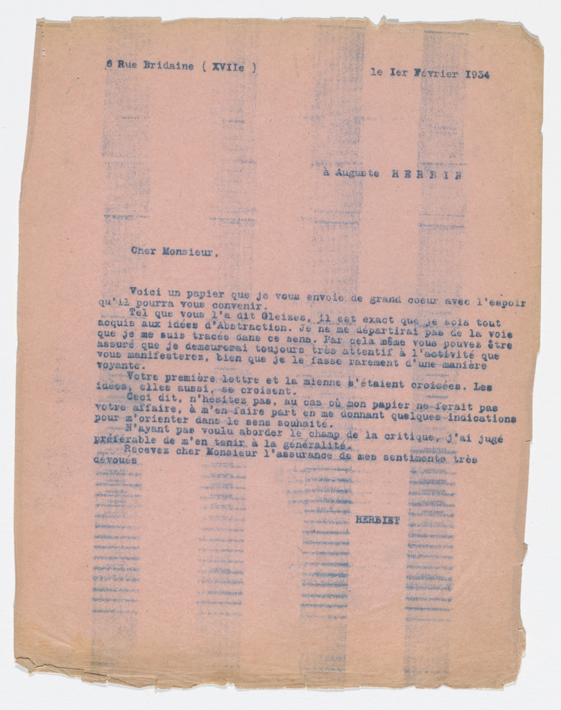 Letters to Auguste Herbin from Georges Herbiet