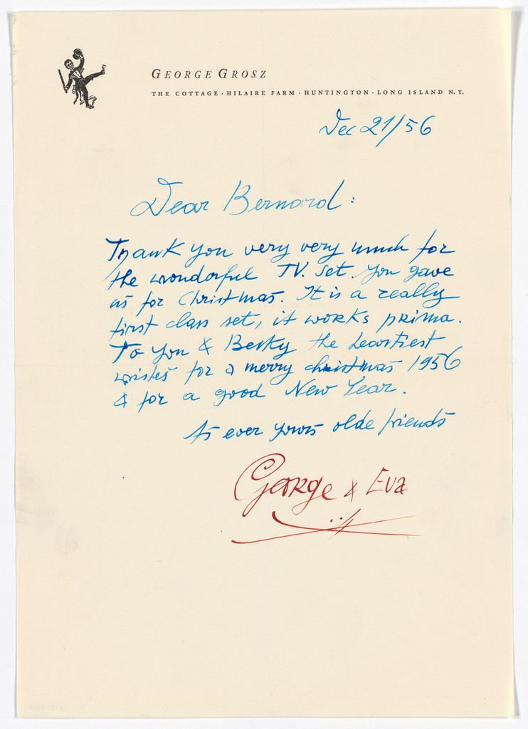 George Grosz letterhead (Letter to Bernard Reis)