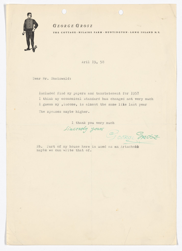 George Grosz letterhead (Letter to Schainwald)