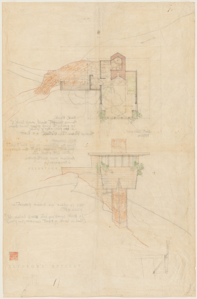 Arch Oboler Guest House (Eleanor's Retreat), project, Malibu, California, Plan and elevation