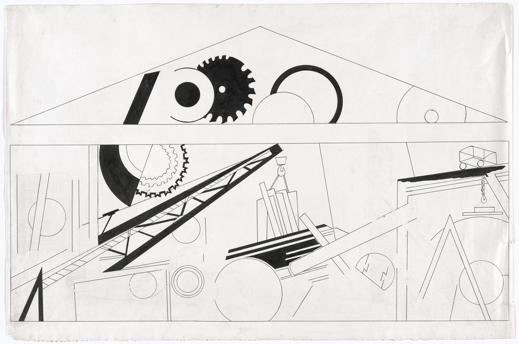 Study for Mechanical Engineering Pavilion mural at the All-Russian Exhibition for Agriculture and Home Industries (Vserossiiskaia sel’skokhoziaistvennaia i kustarno-promyshlennaia vystavka), Central Park of Culture and Leisure (now Gorky Park), Moscow