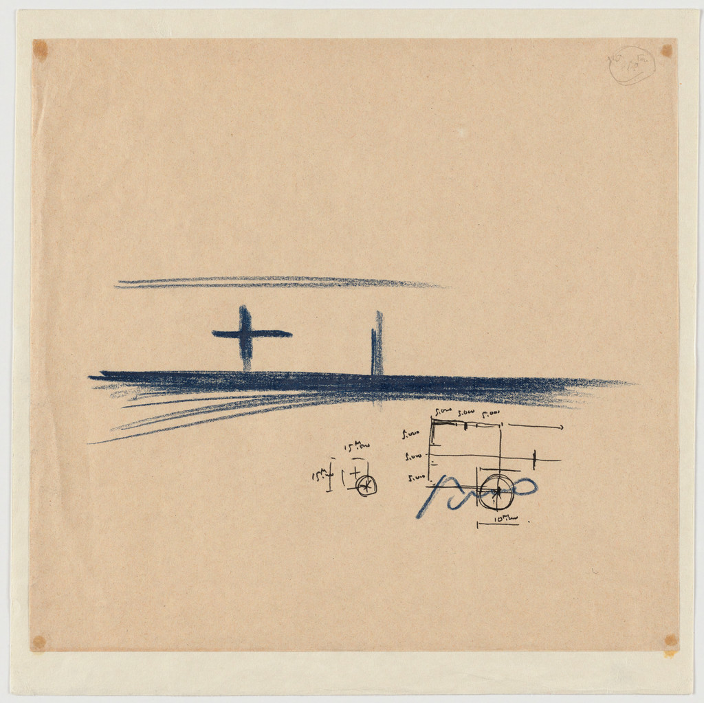 Church on the Water, Tomamu, Hokkaido, Japan, Elevation and plan, sketch