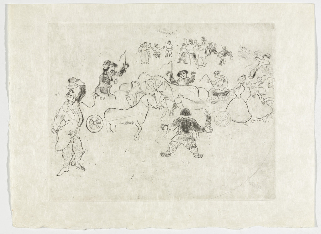 Collision on the Road (Collusion en chemin), plate XXVII (supplementary suite) from Les Âmes mortes