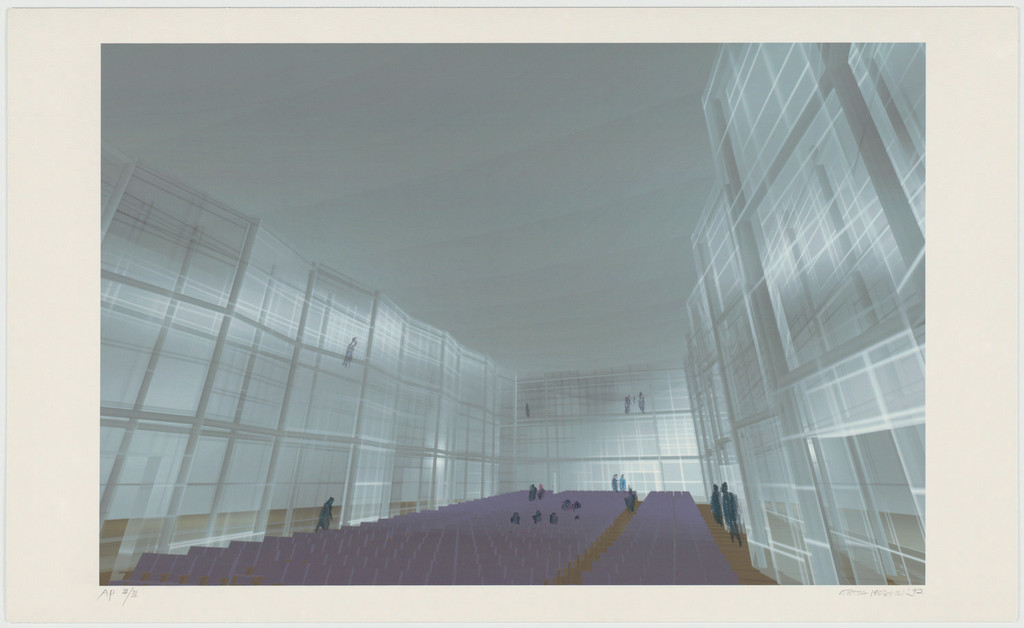 Nara Convention Hall, Nara, Japan, Interior perspective of concert hall