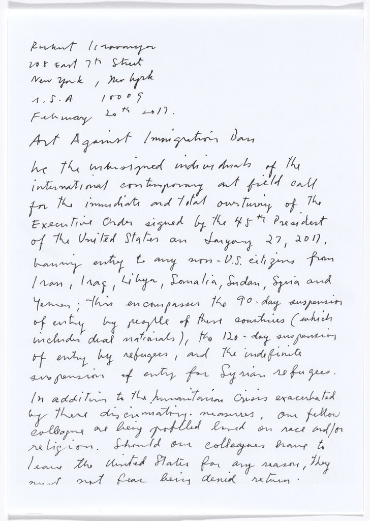 untitled from Art Against Immigration Ban Letter Portfolio