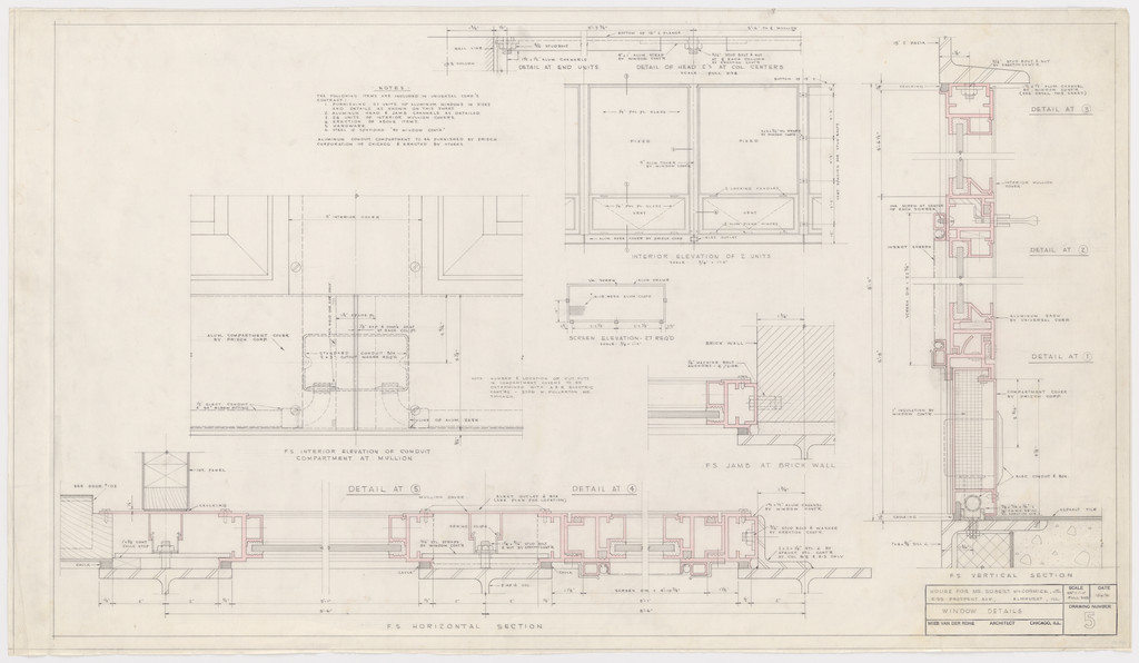 Robert H. McCormick House, Elmhurst, IL (Elevations and sections, window details)