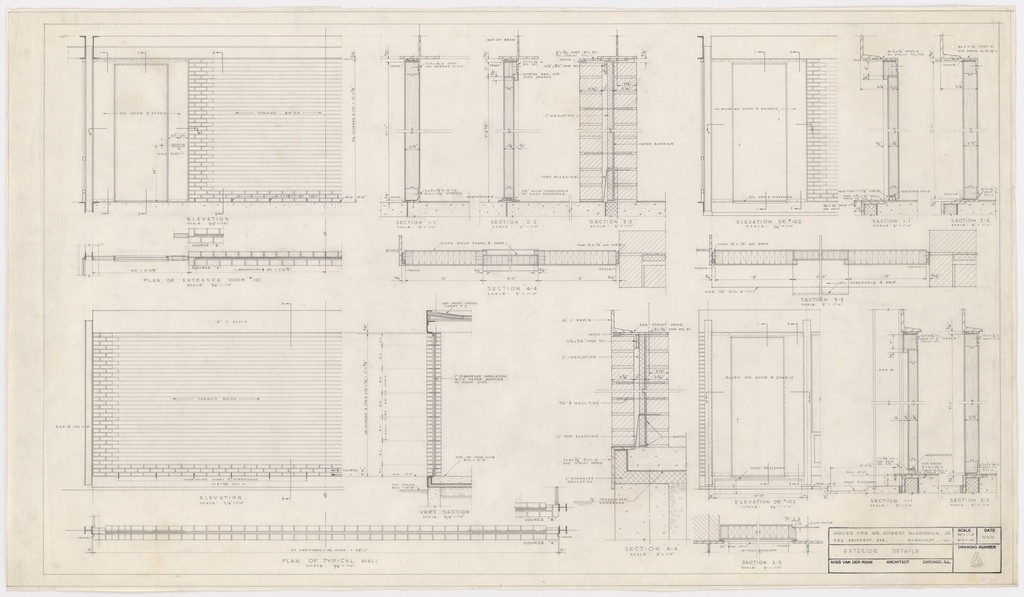 Robert H. McCormick House, Elmhurst, IL (Plan, elevations, sectins, exterior details)