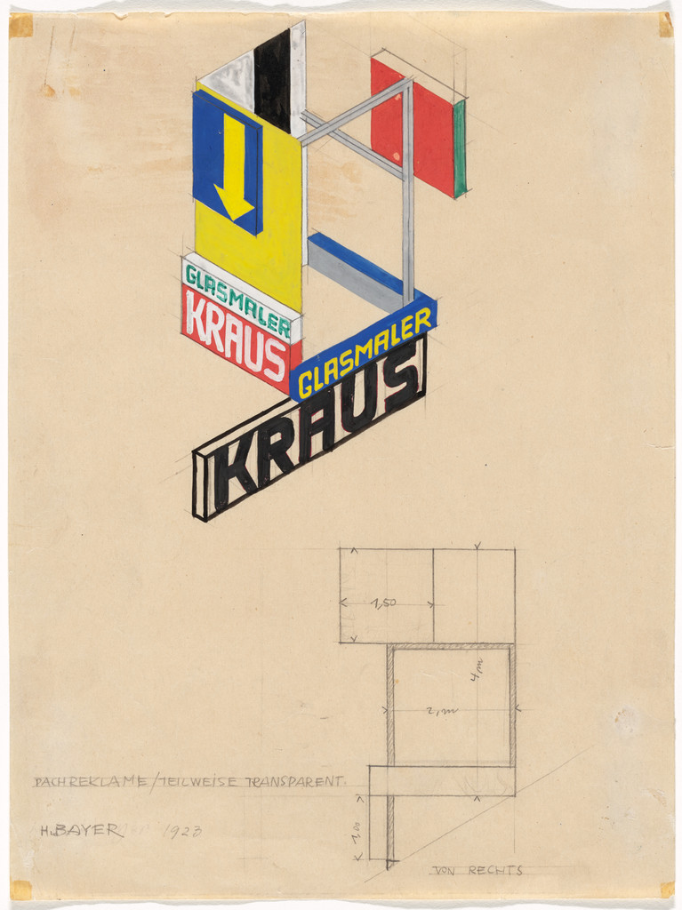 Roof Advertisement/Partially Transparent (Dachreklame/Teilweise transparent). Promotional design for glass painter Ernst Kraus