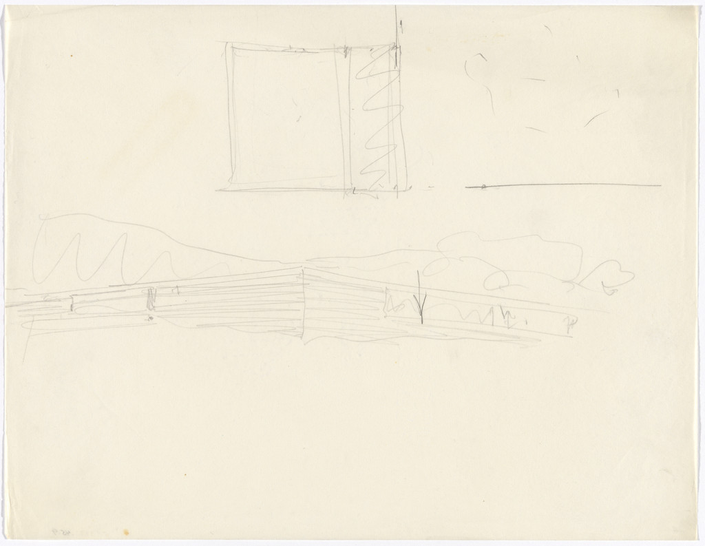 Mountain House Project, no intended site known (possibly Merano, South Tyrol, Italy) (Perspective sketch)