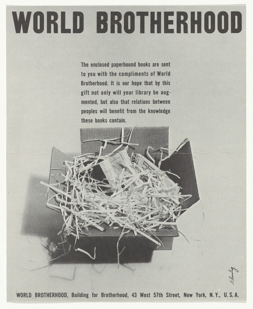 Advertising insert for World Brotherhood