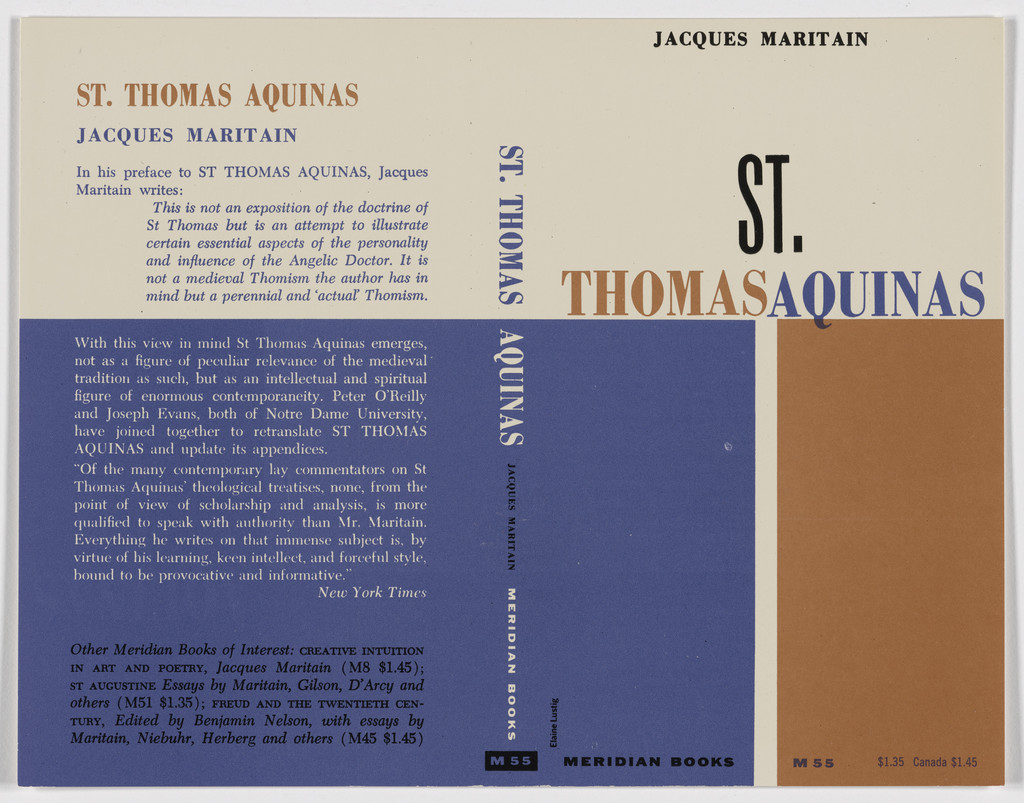 Book cover for "St. Thomas Aquinas" by Jacques Maritain