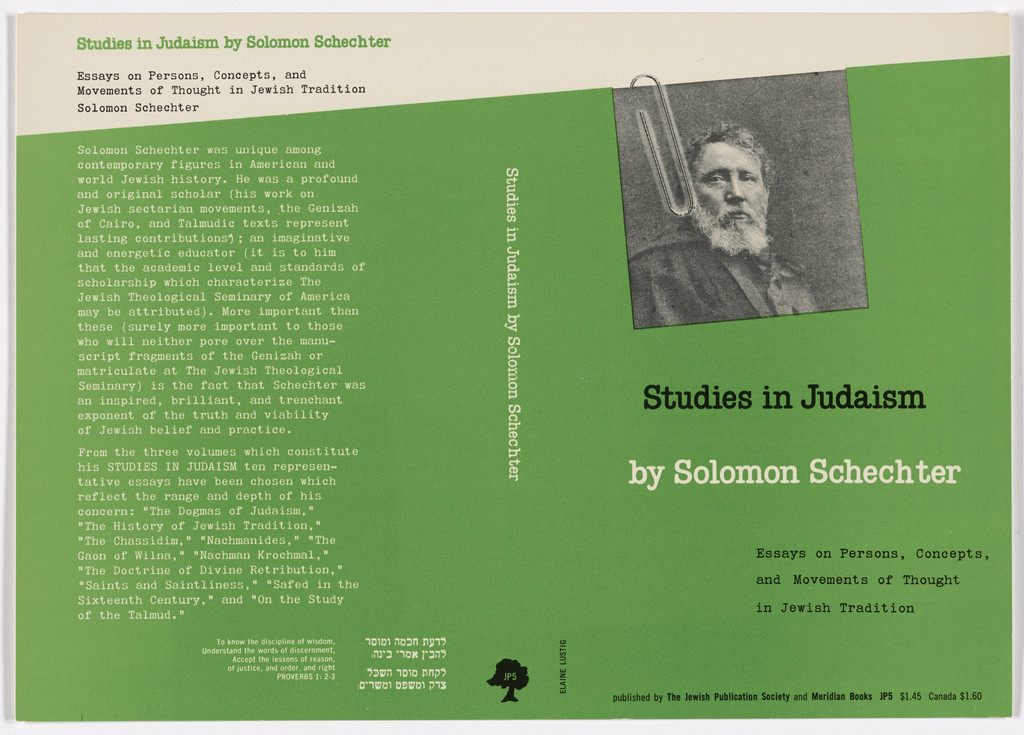 Book cover for "Studies in Judaism" by Solomon Schechter