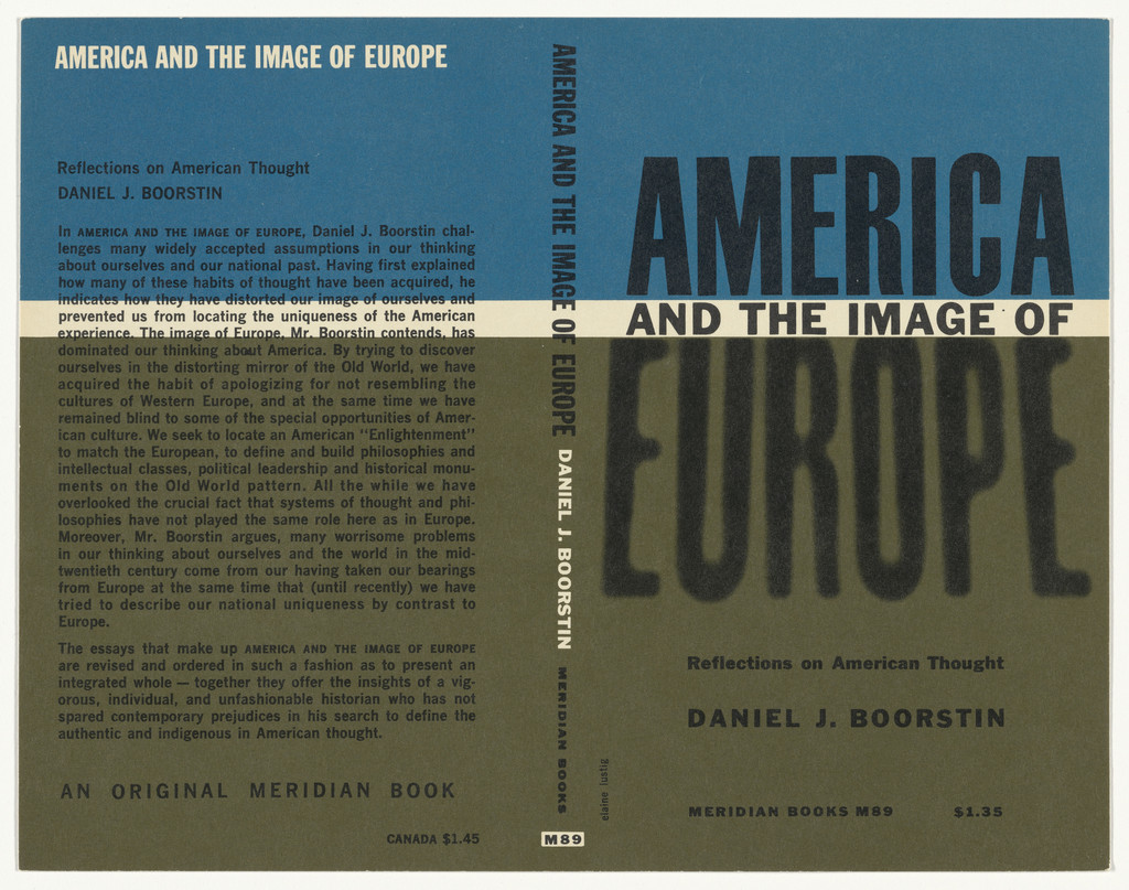 Book cover for "America and the Image of Europe" by Daniel J. Boorstein