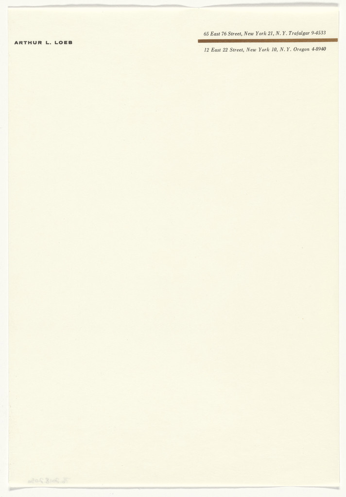 Arthur L. Loeb stationery