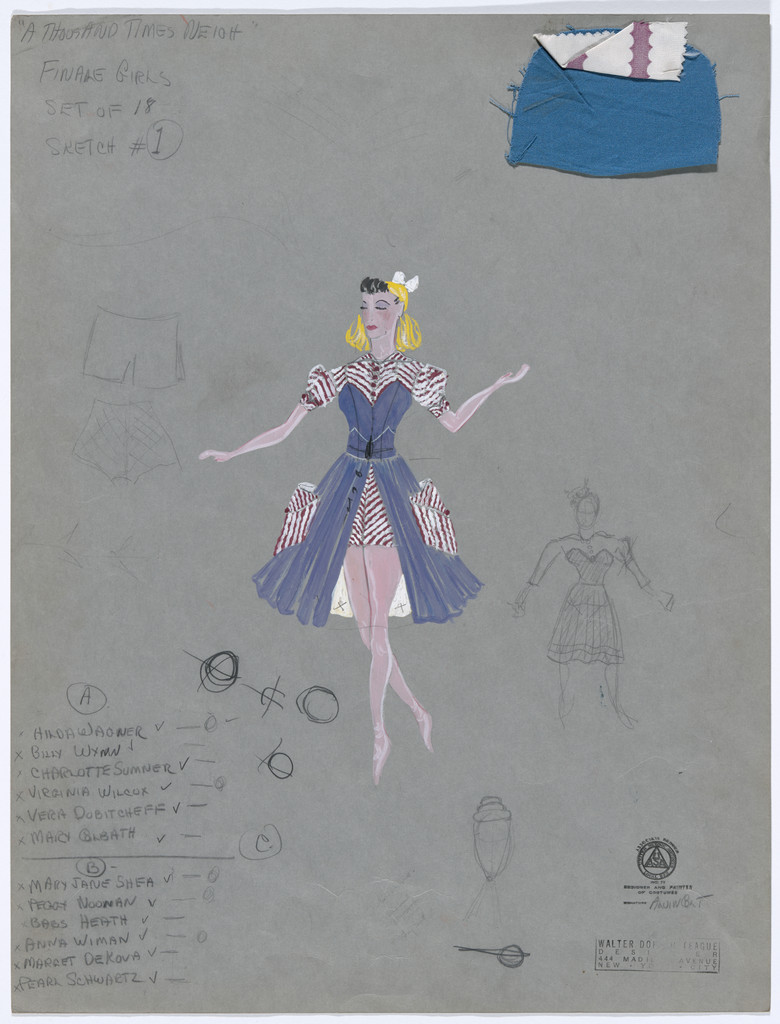 Finale Girls. Costume design for the ballet A Thousand Times Neigh(recto) ; Untitled (verso)