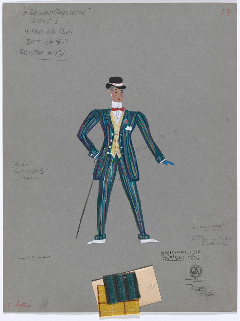 Walking Boy. Costume design for the ballet A Thousand Times Neigh (recto); Untitled (verso)